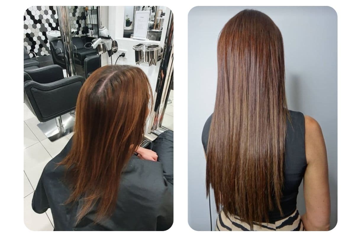 tape hair extensions before and after